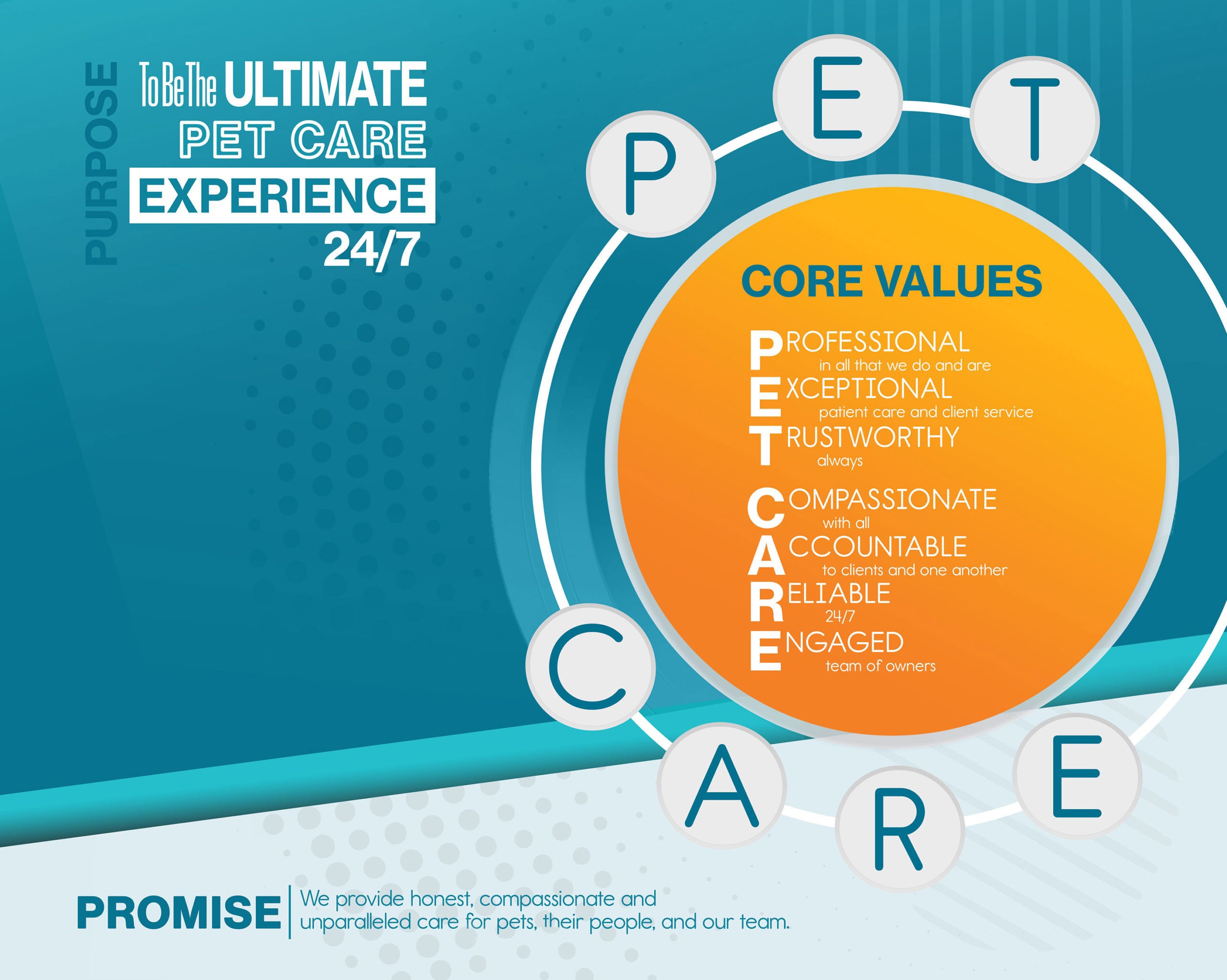 Graphic chart showing 1st Pet Vet Core Values